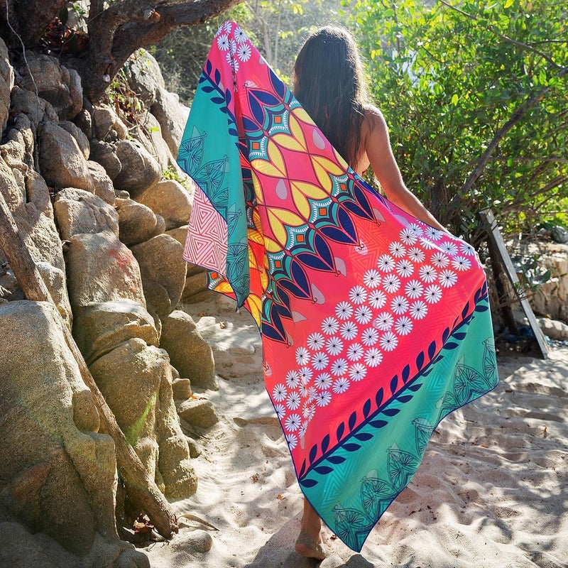 Elite Trend Quick Dry Towel Extra Large 78x35 Inch - Microfiber Beach Towel - Perfect for Beach, Travel, Swimming, Pool, Yoga, Hiking, Camping - Lightweight, Fast Drying, Compact for Adults (Bohemian) - Image 5